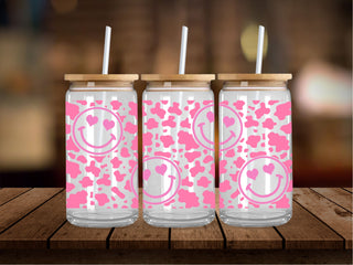Pink Smiles and Cow Print 16 Oz Wrap