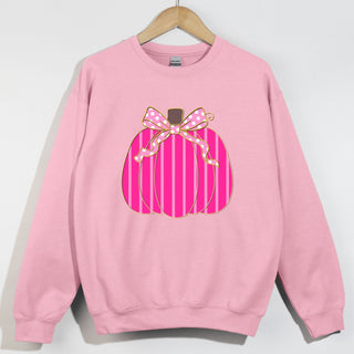 Pink Striped Pumpkin With Polka Dot Bow