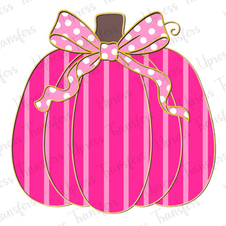 Pink Striped Pumpkin With Polka Dot Bow