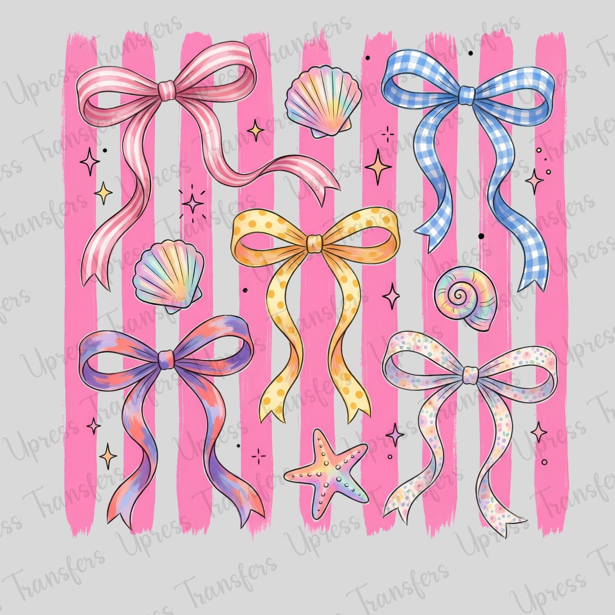 Pink Stripped Contour Bows Ans Shells