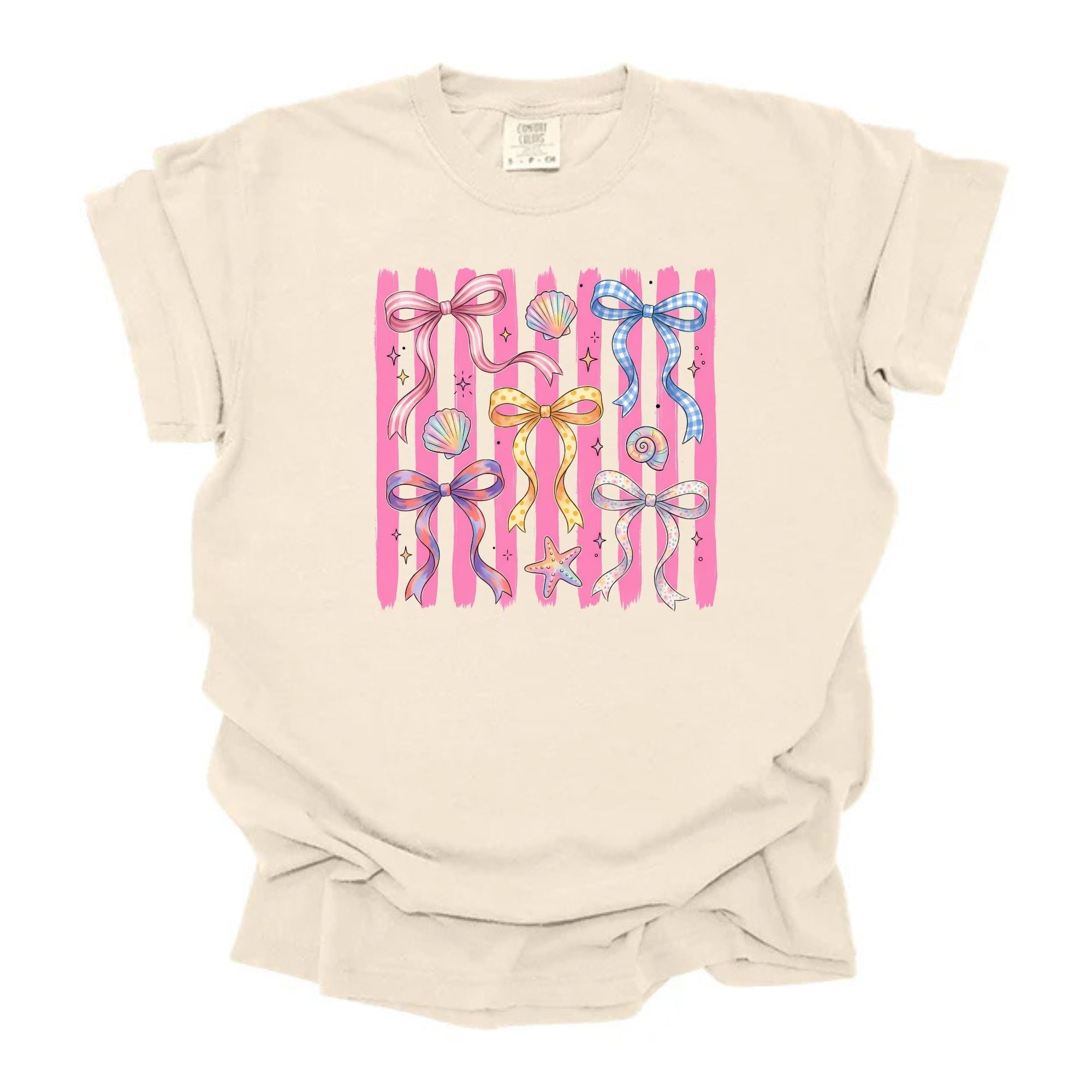 Pink Stripped Contour Bows Ans Shells