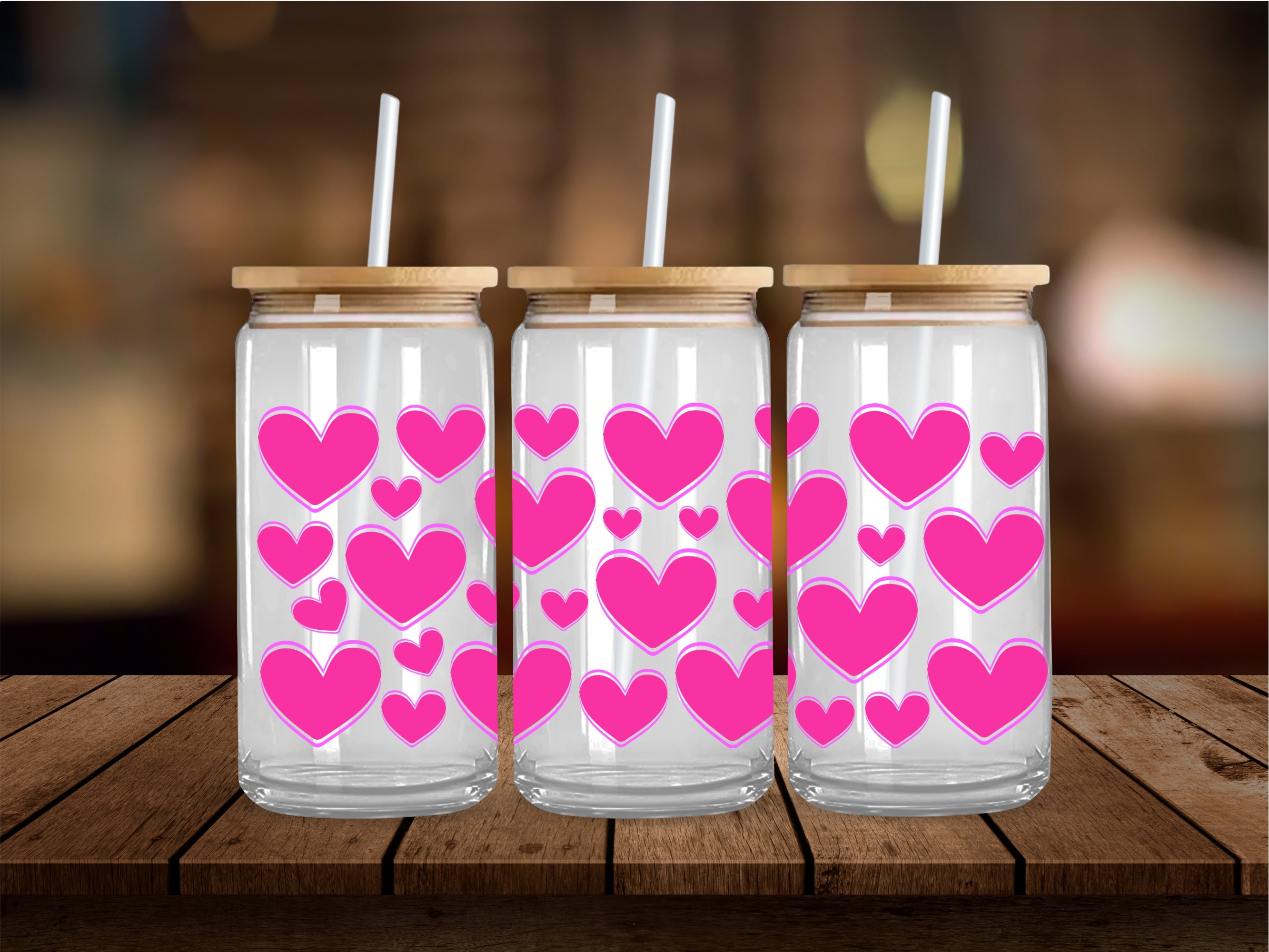 Pink Vibrant Hearts 16 Oz Wrap
