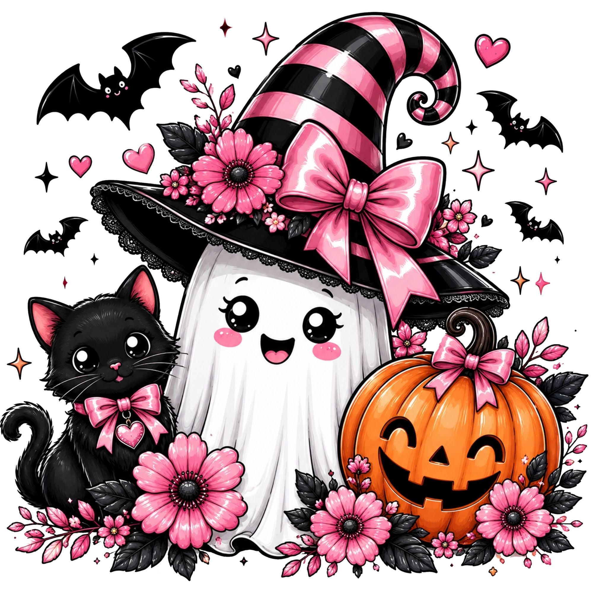 Pink and Black strip hat Ghost