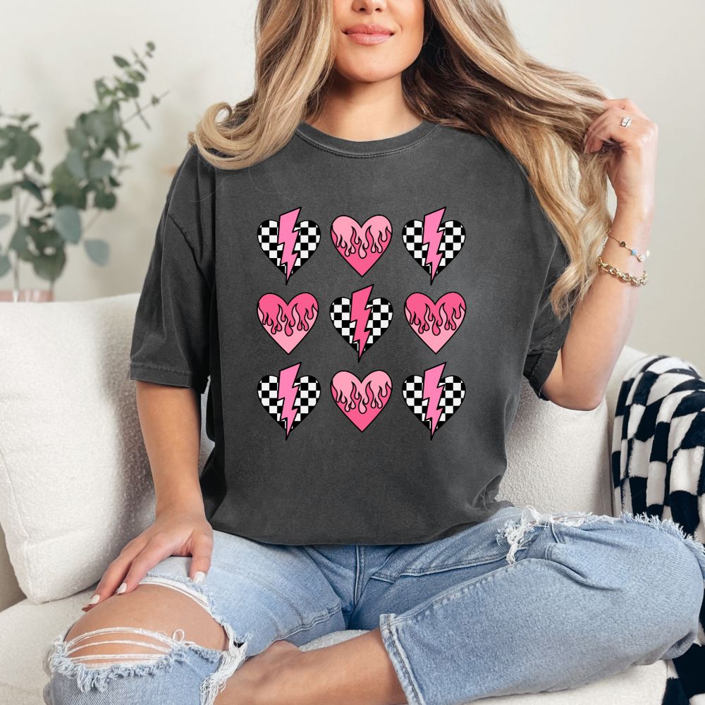 Pink And Checkered Hearts