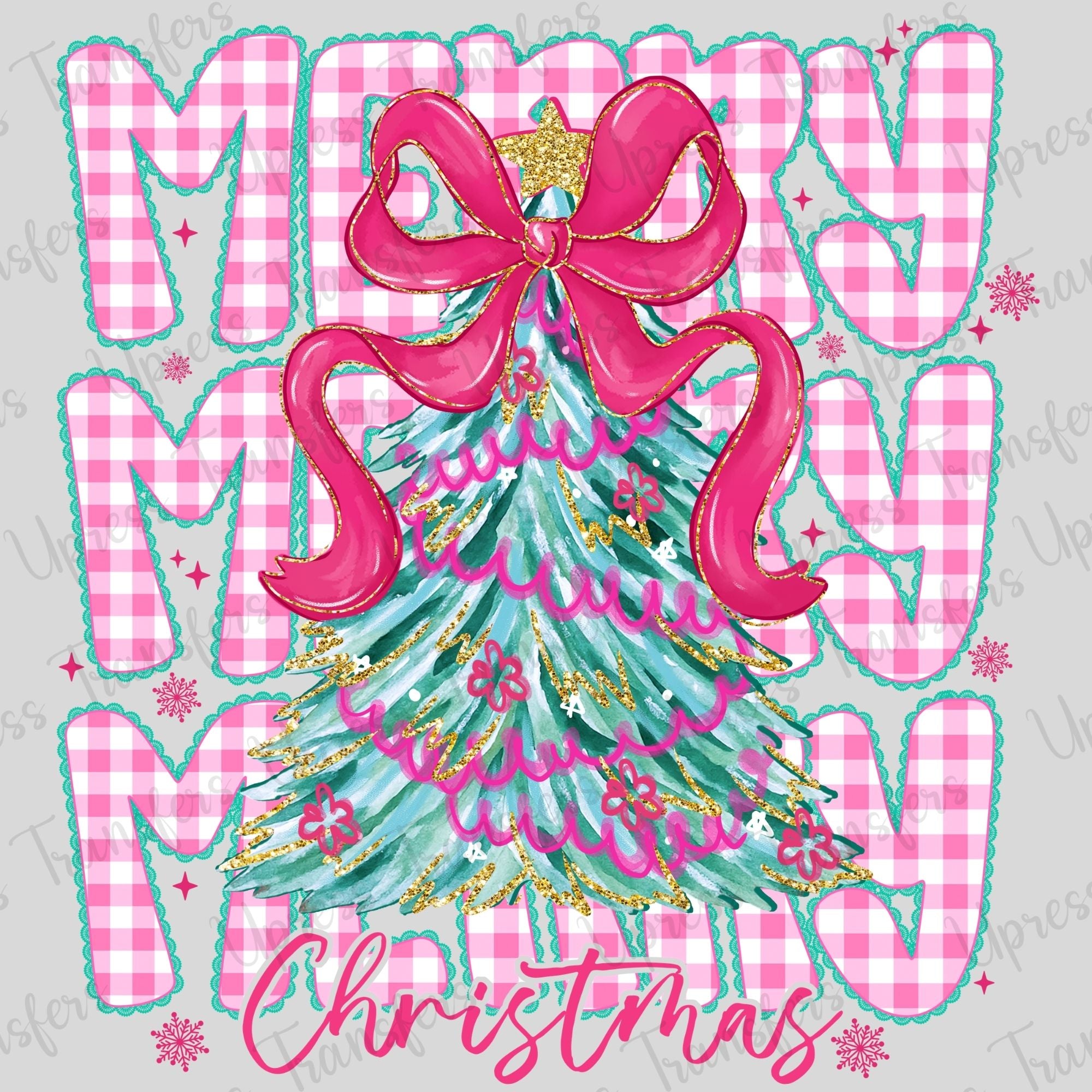 Pink and Green Merry Christmas Pattern