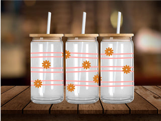 Pinkish Waves and Orange Flowers 16 Oz Wrap