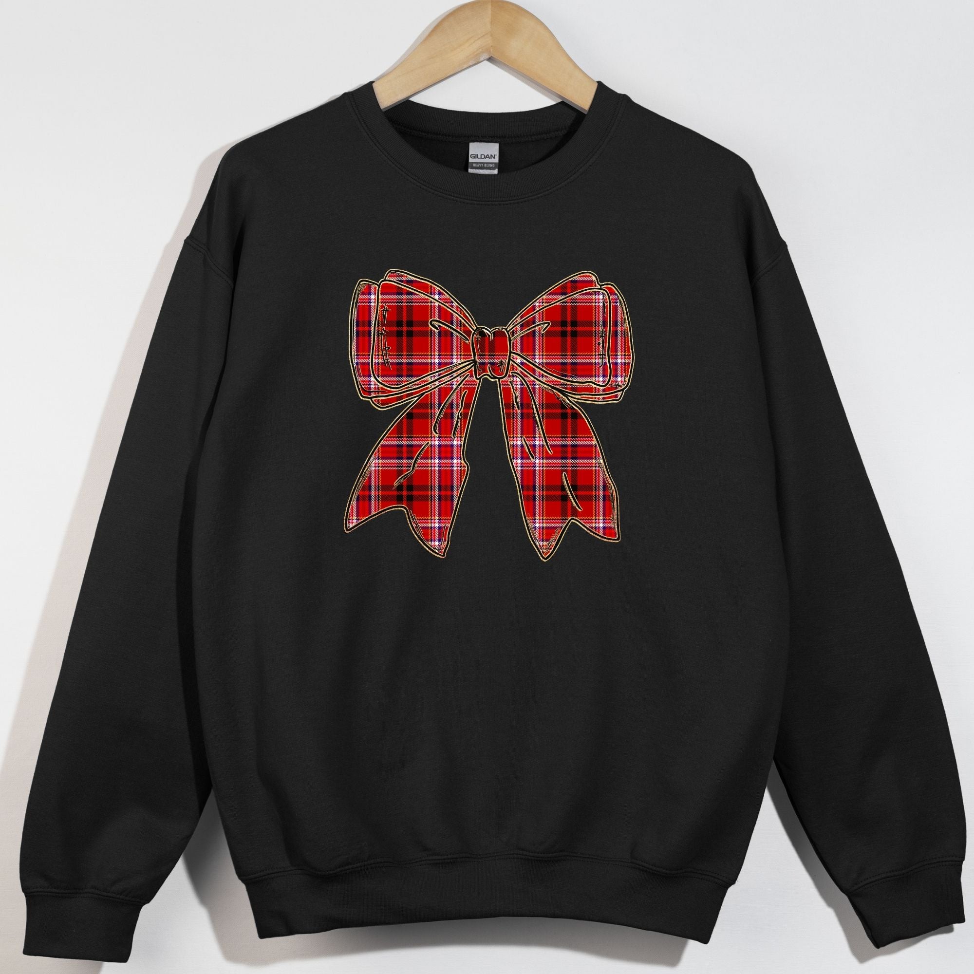 Plaid Gold Outline Bow