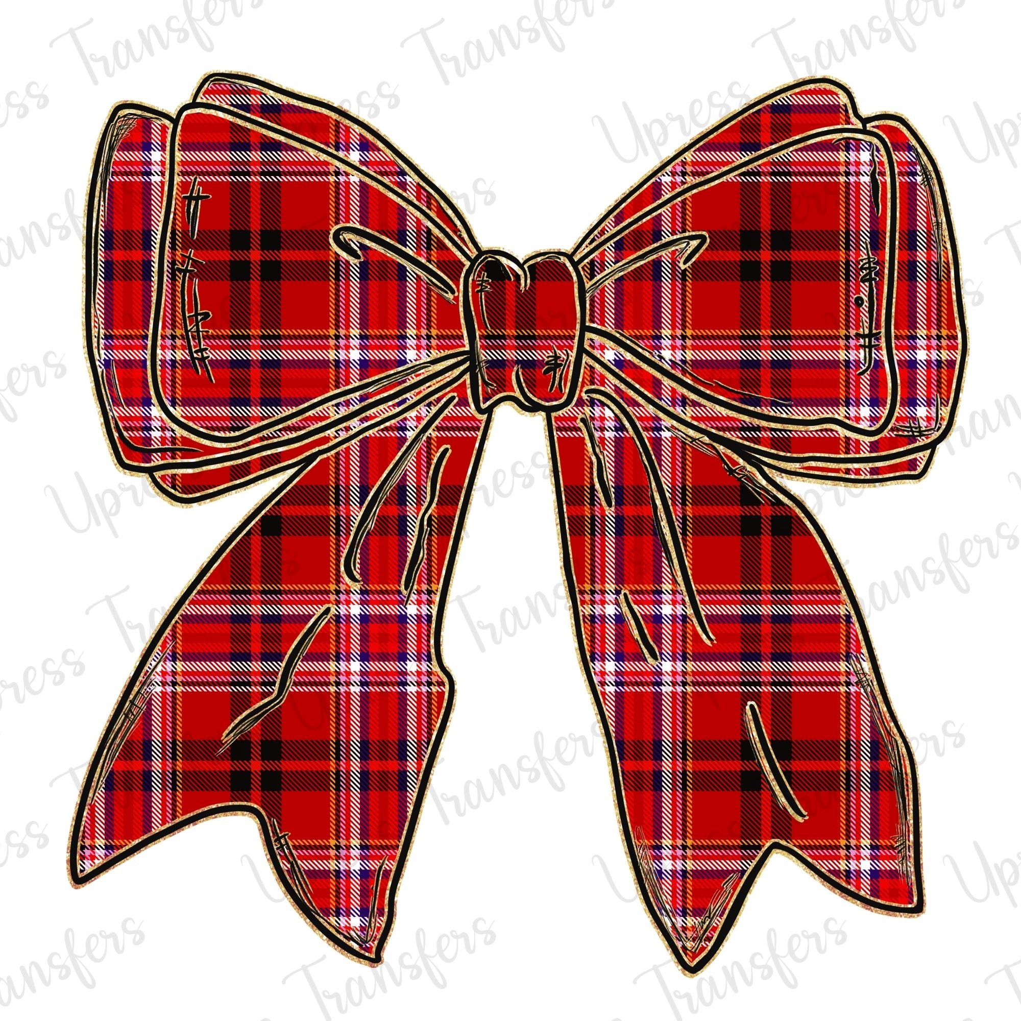 Plaid Gold Outline Bow