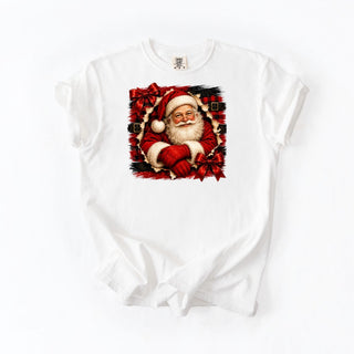 Plaid Santa Big Red Bows