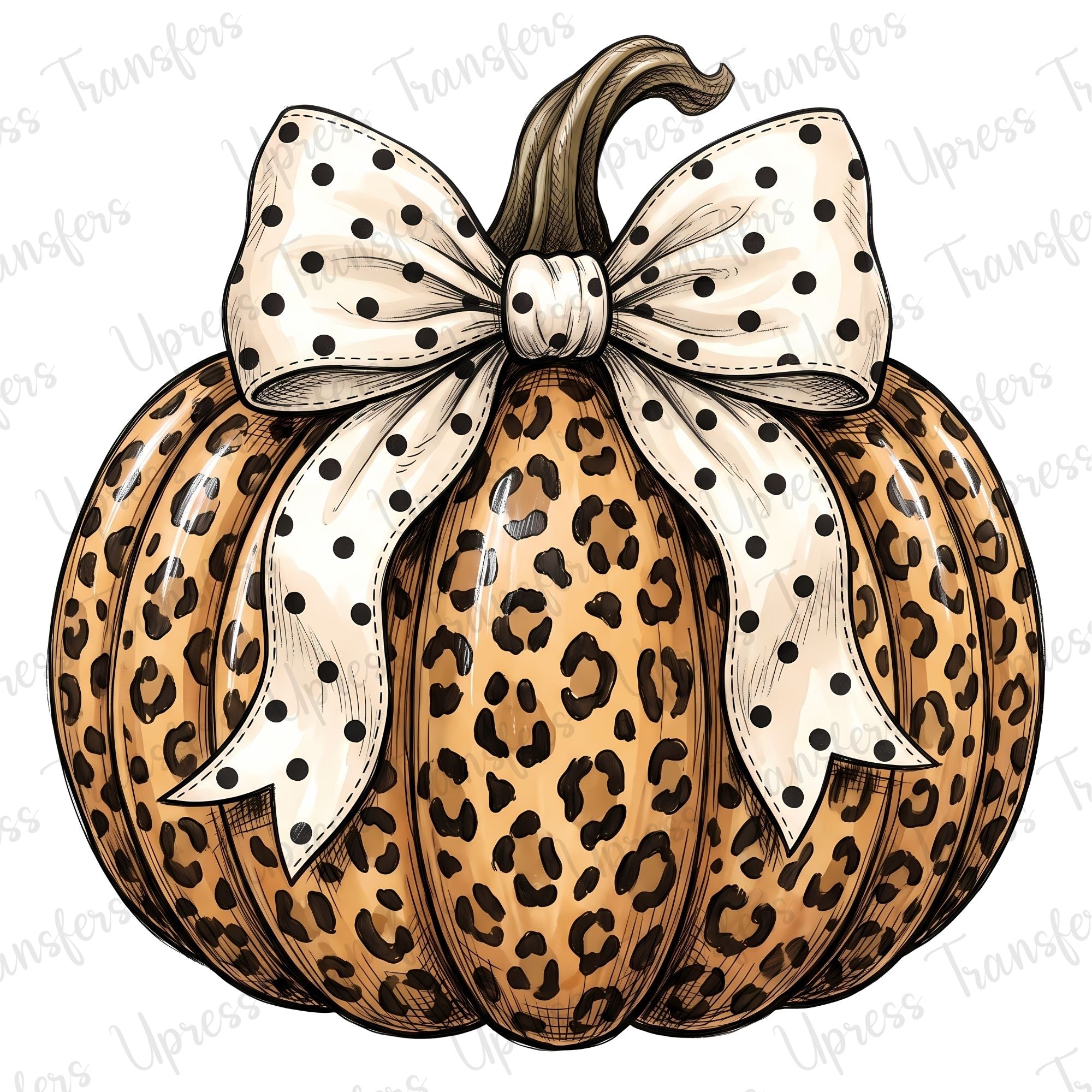 Polka Dotted Bow Leopard Pumpkin