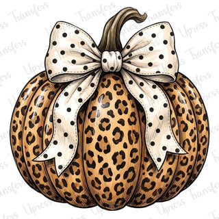 Polka Dotted Bow Leopard Pumpkin
