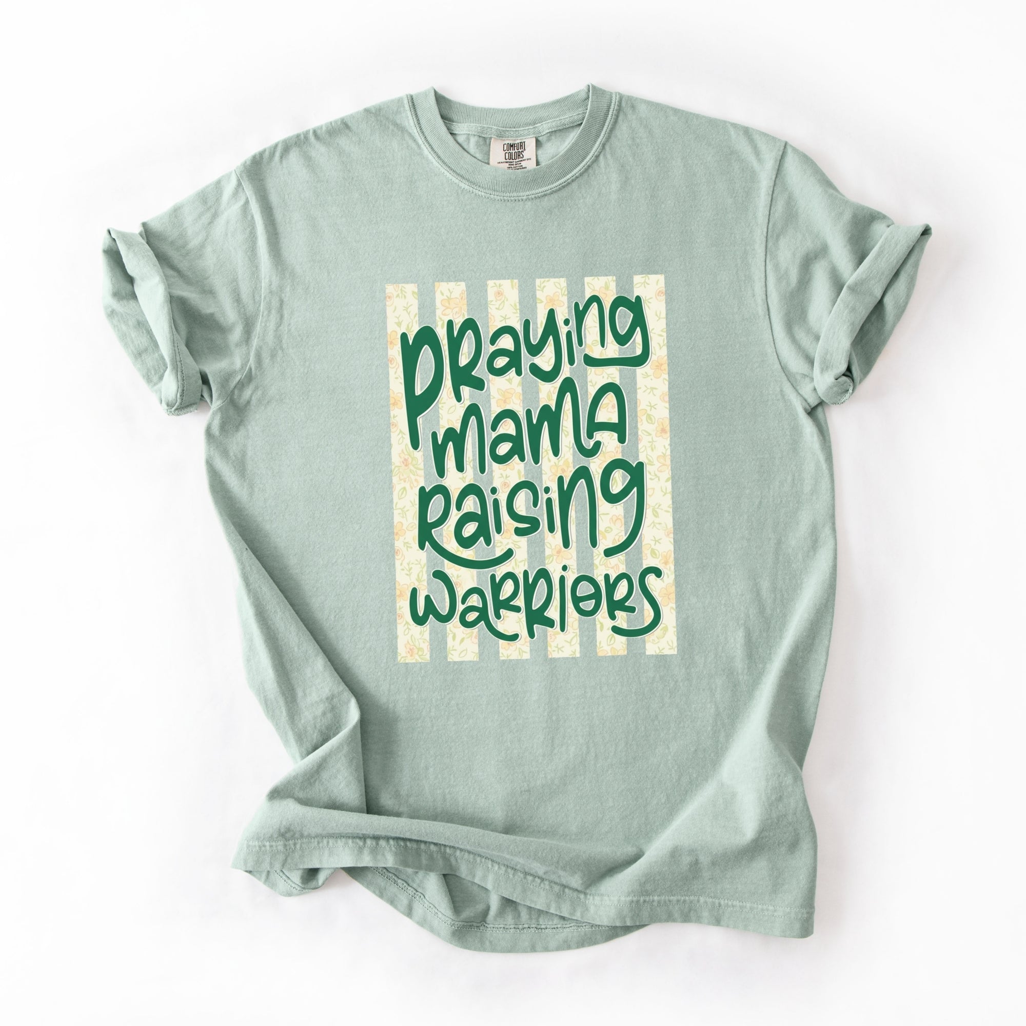 Praying Mama Green Floral Stripes
