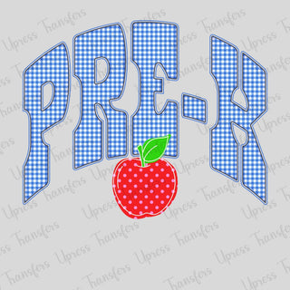 Pre-k Plaid Blue With Apple