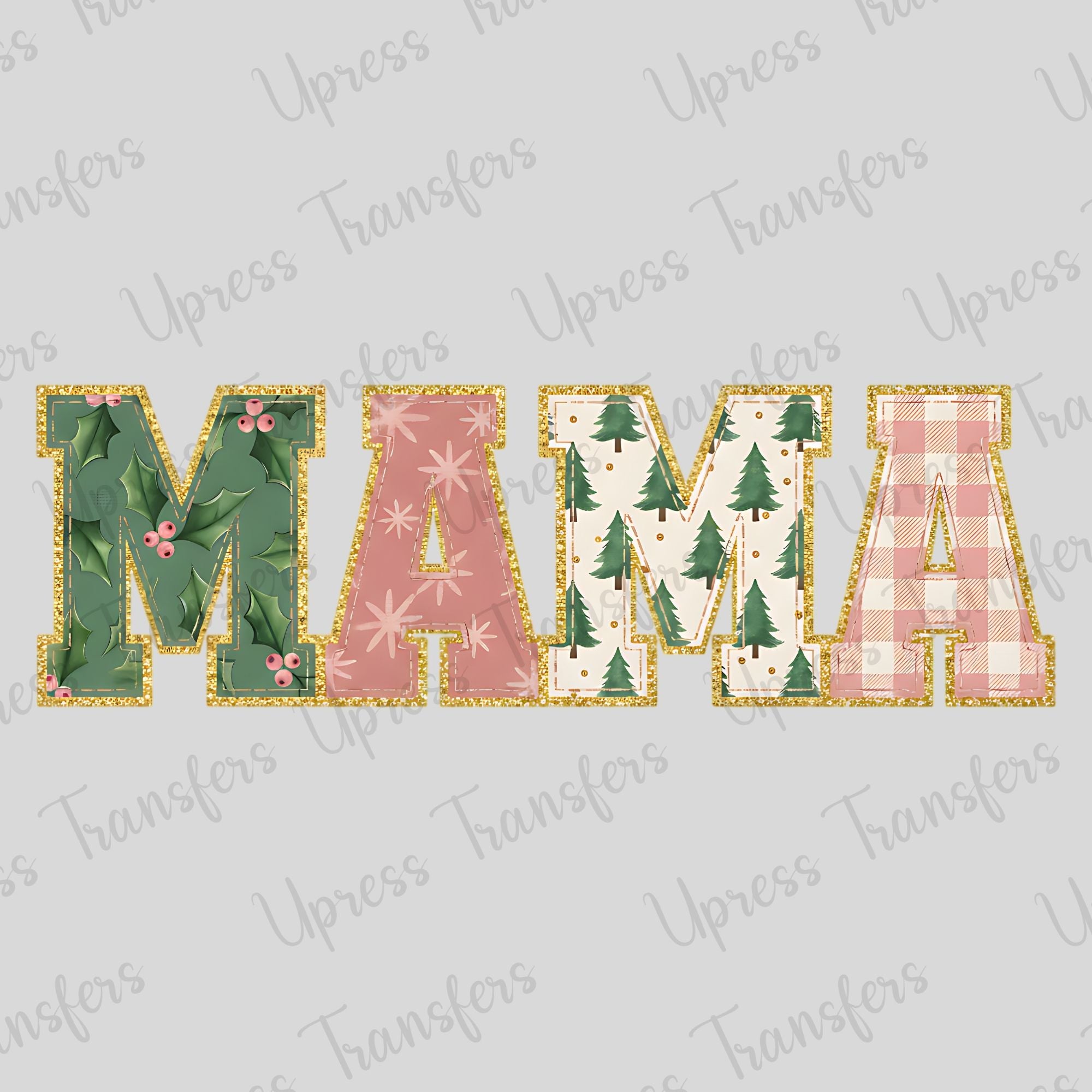 Preppy Christmas Patterned Mama Block