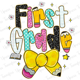 Preppy First Grade Pencil Bow