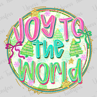 Preppy Neon Colors Joy To The World Circle