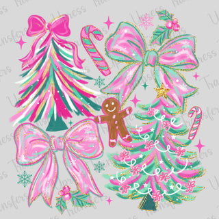 Preppy Pastel Pink and Green Christmas Collage