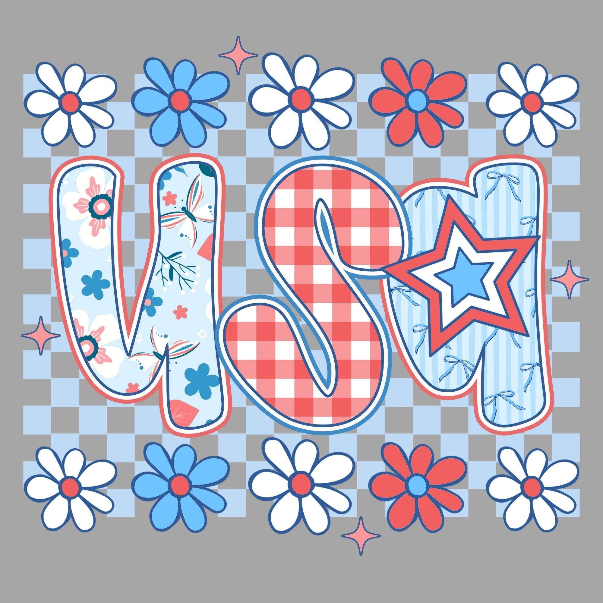 Preppy Patterned USA Checkered