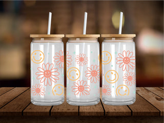 Preppy Smiley Flowers 16 Oz Wrap