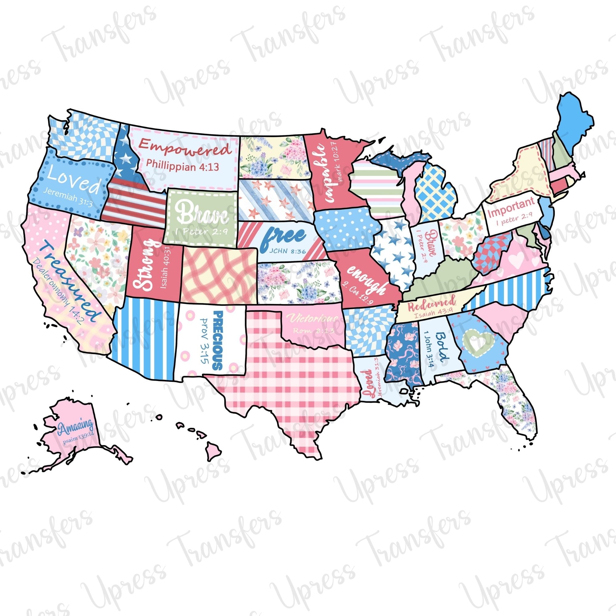 Preppy USA States – U Press Transfers