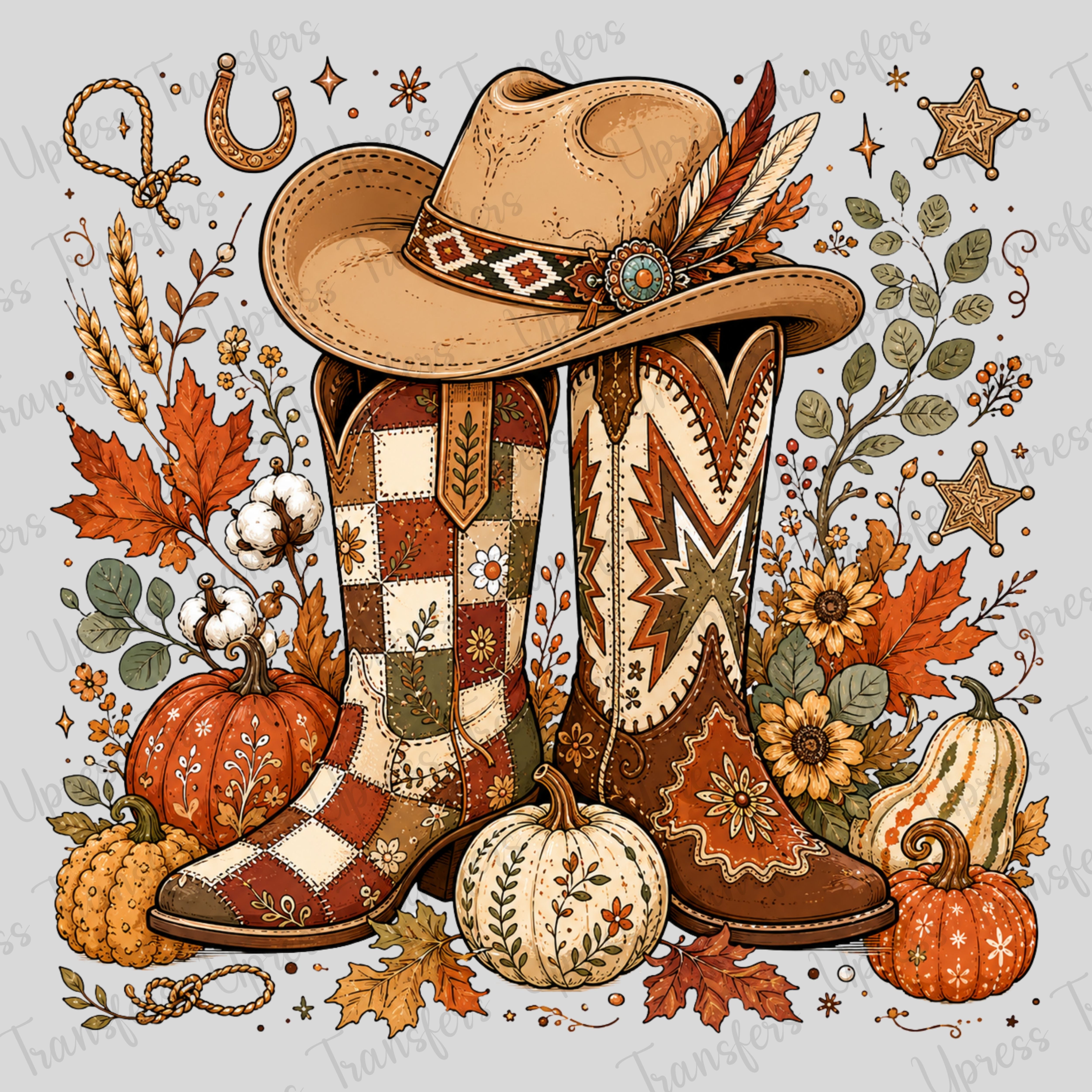 Pumpkin Boots And Flowers