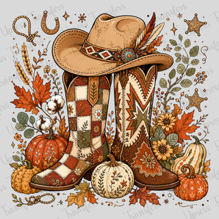 Pumpkin Boots And Flowers