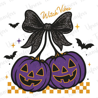 Purple Pumpkin Cherries Checkered