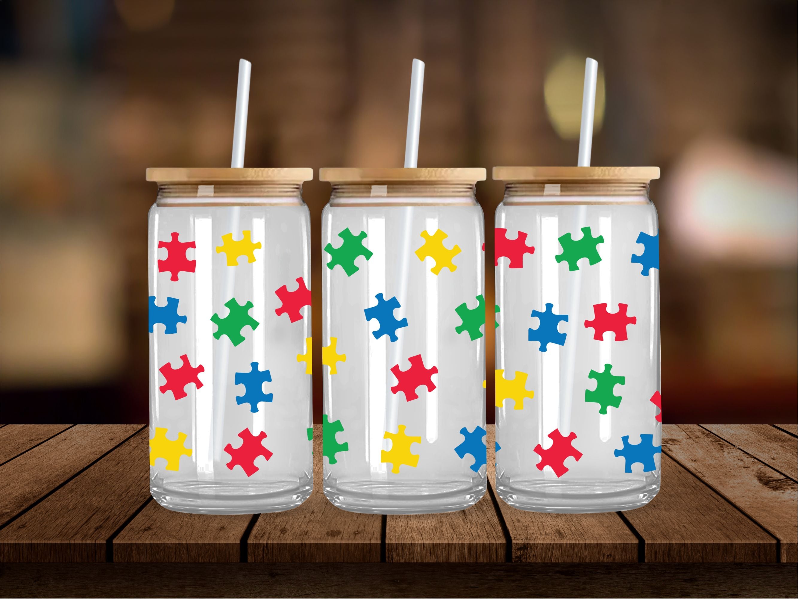 Puzzle Pieces 16 Oz Wrap