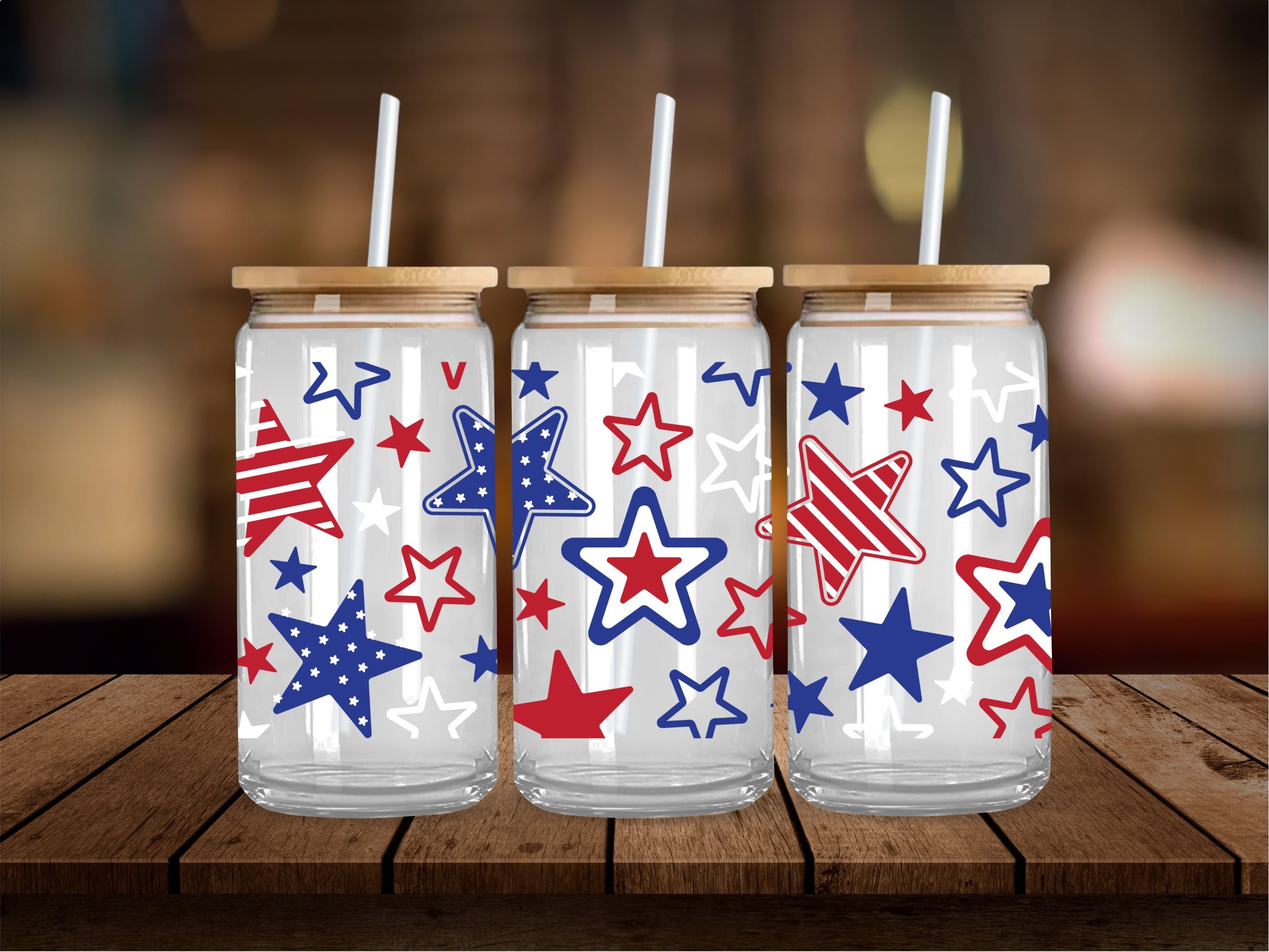 RWB Patterned Stars 16 Oz Wrap