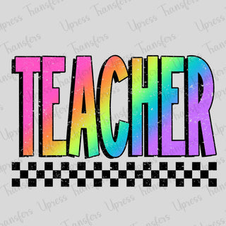Rainbow Teacher Checkered