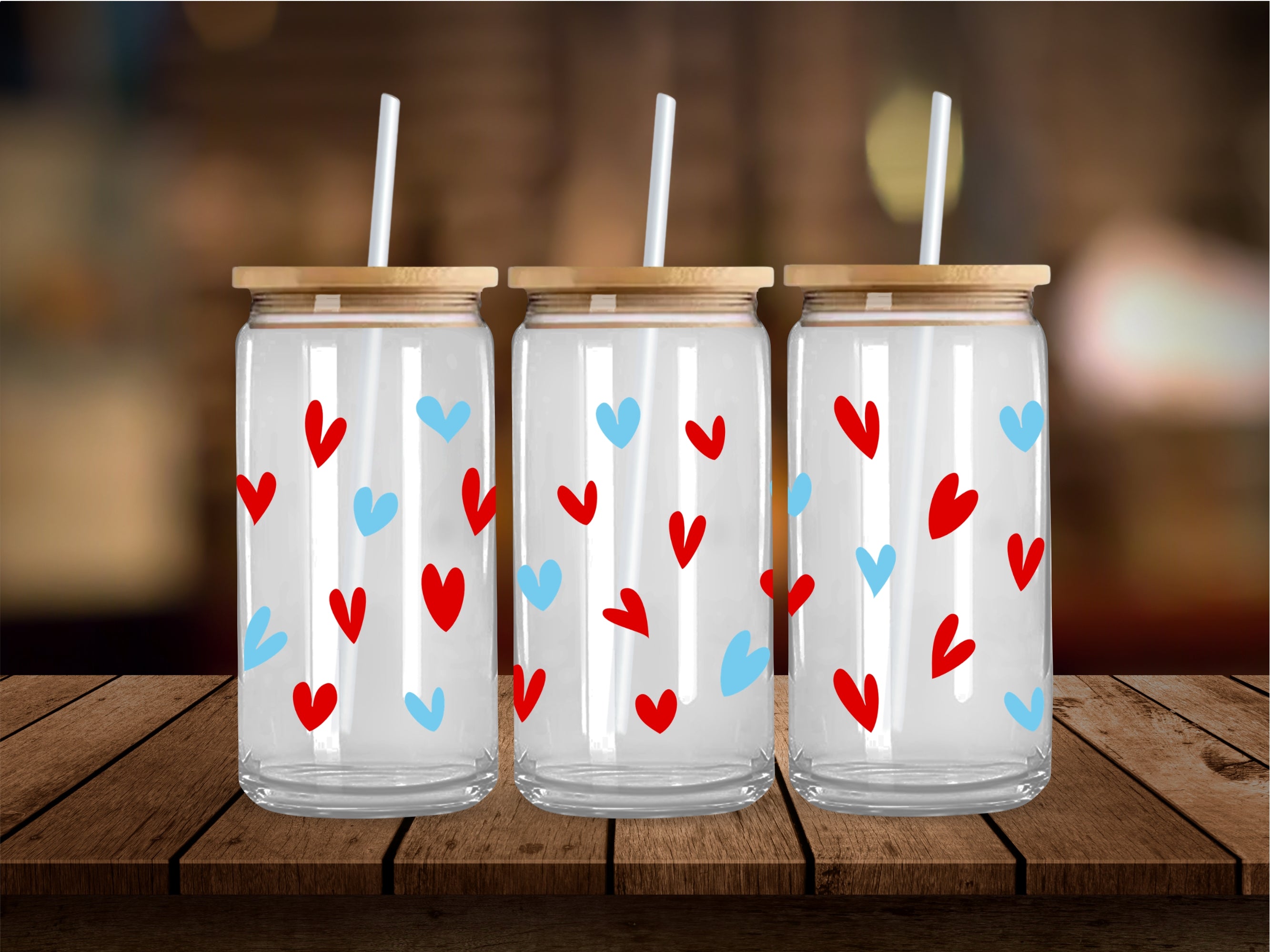 Red And Blue Hearts 16 Oz Wrap