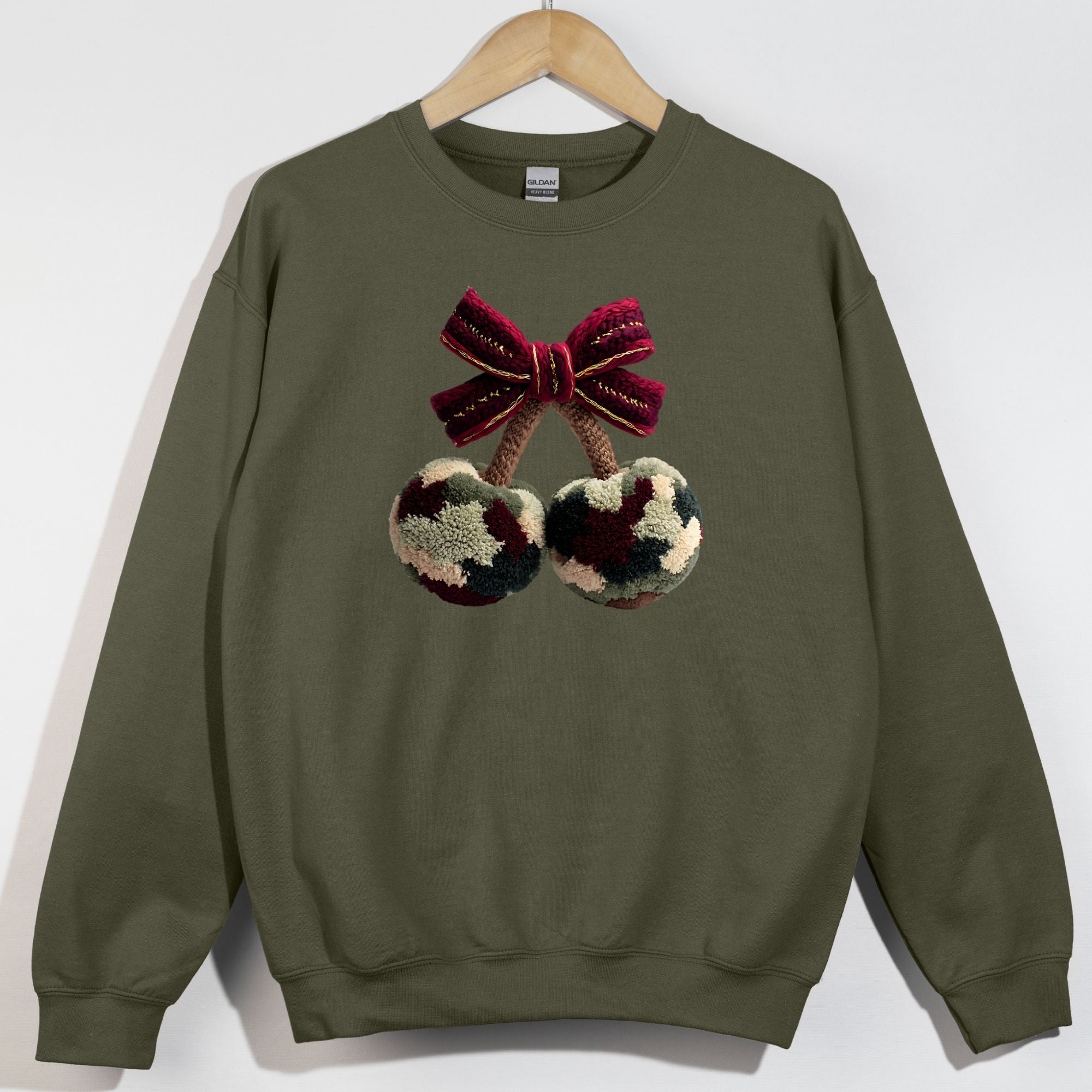 Red Camo Cherries Faux Yarn