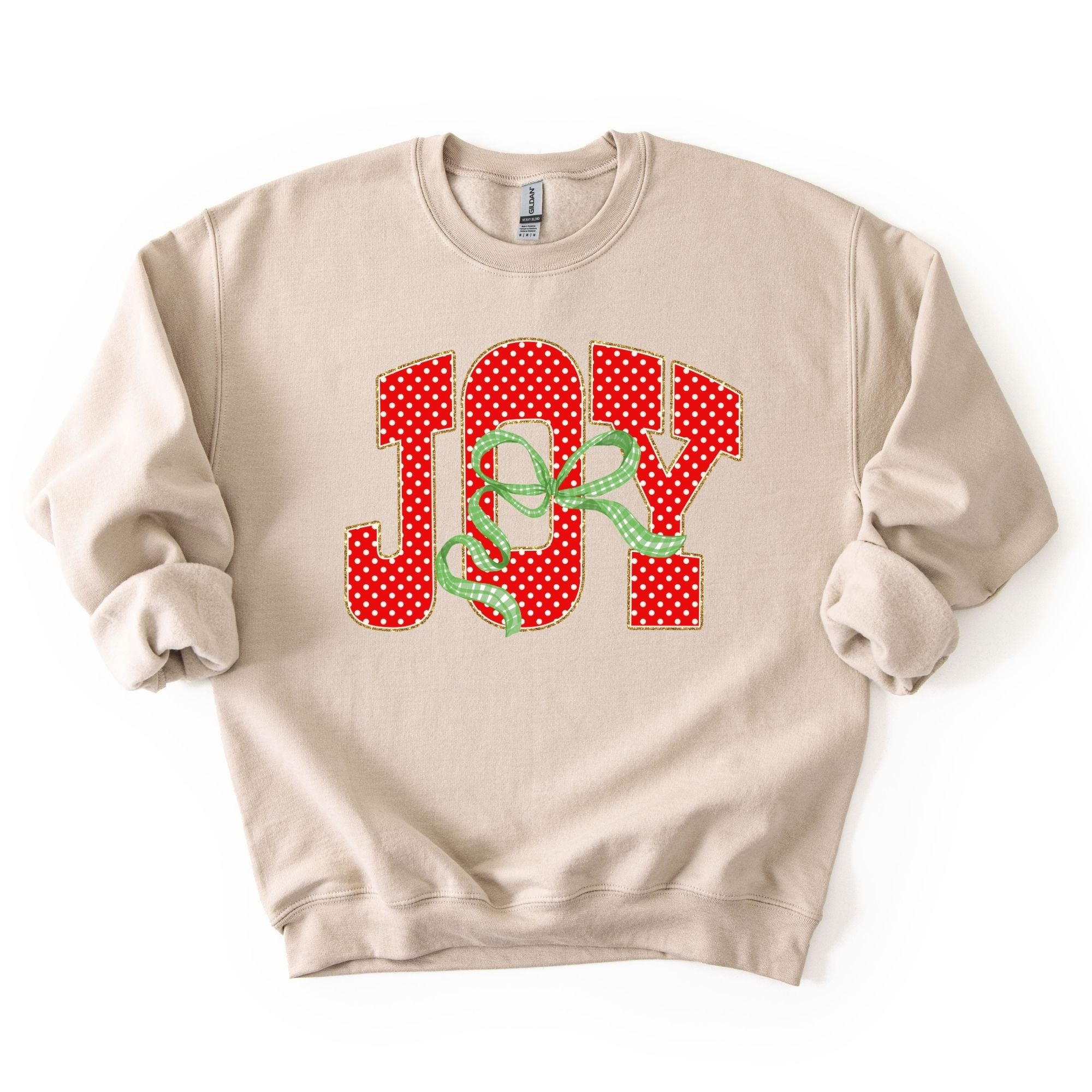 Red Polka Dotted Joy Green Bow