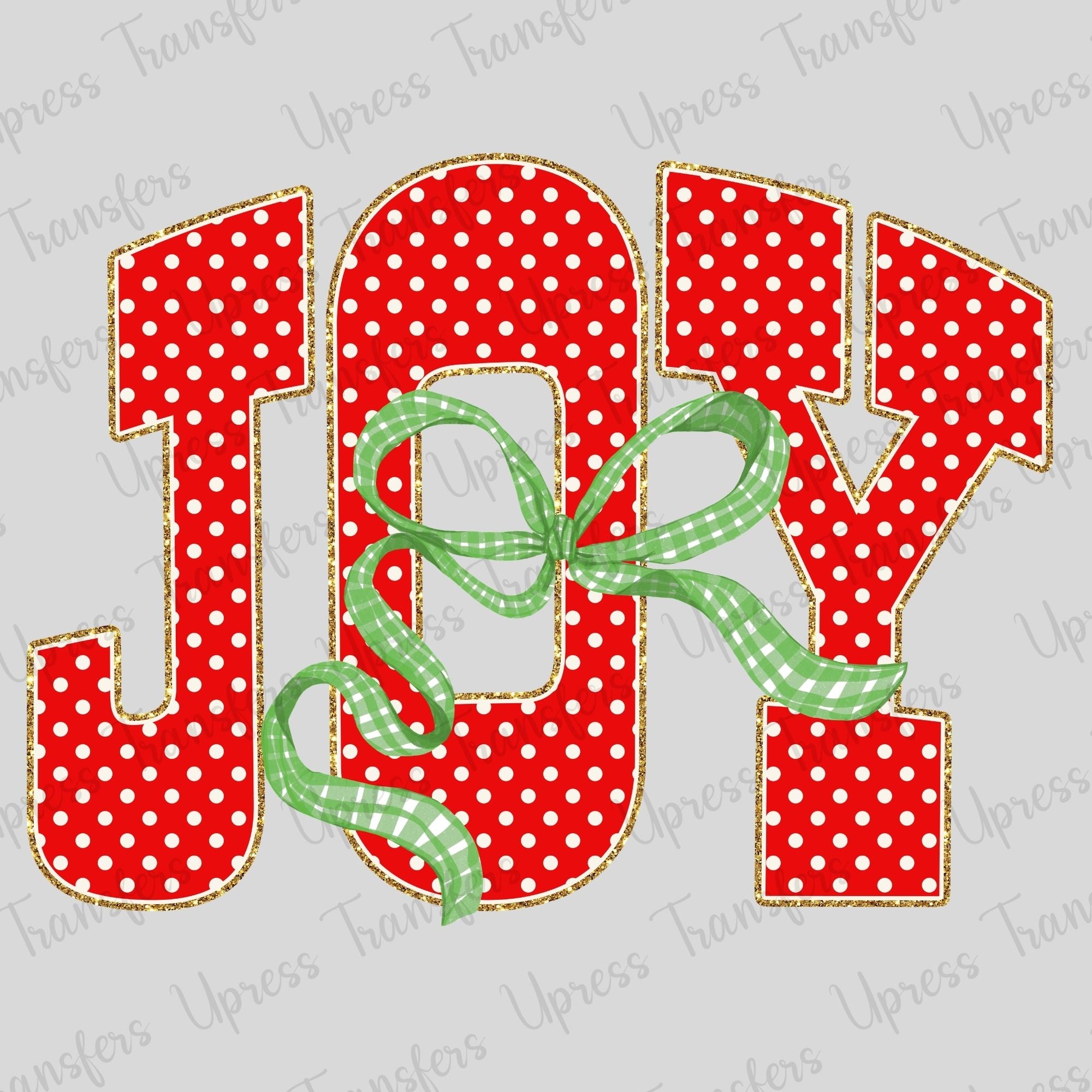 Red Polka Dotted Joy Green Bow