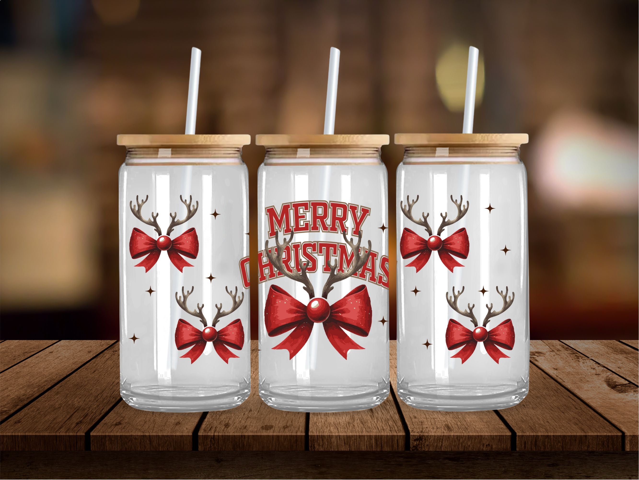 Reindeer Bows 16 Oz Wrap