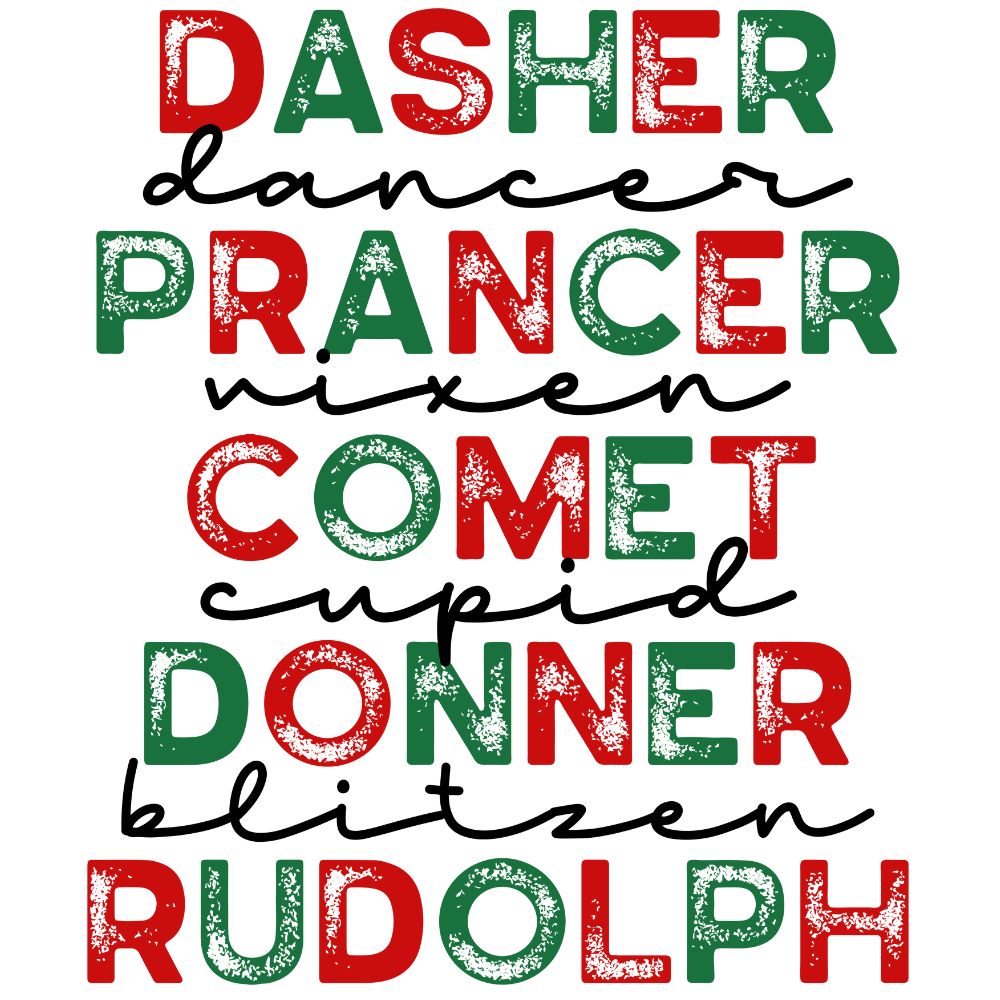 Reindeer Names Red & Green