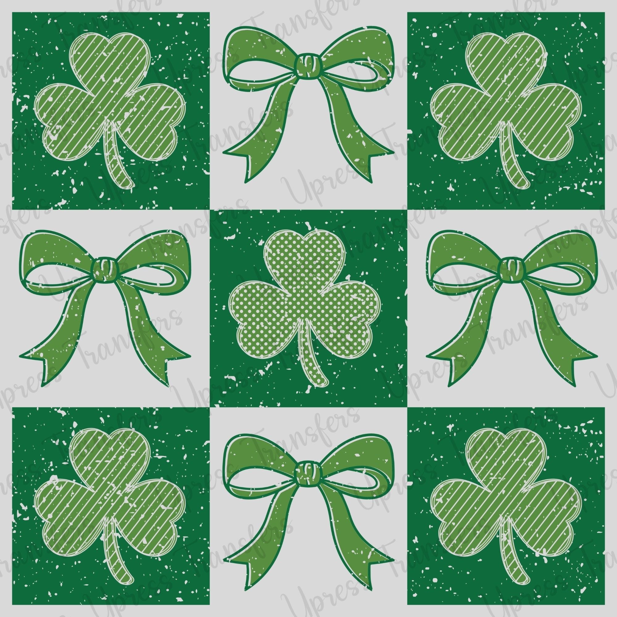 Retro Bows Shamrocks Checkered