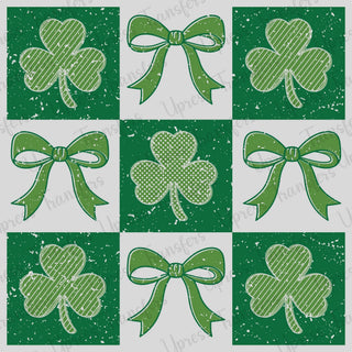 Retro Bows Shamrocks Checkered
