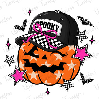 Retro Checkered Pumpkin Halloween