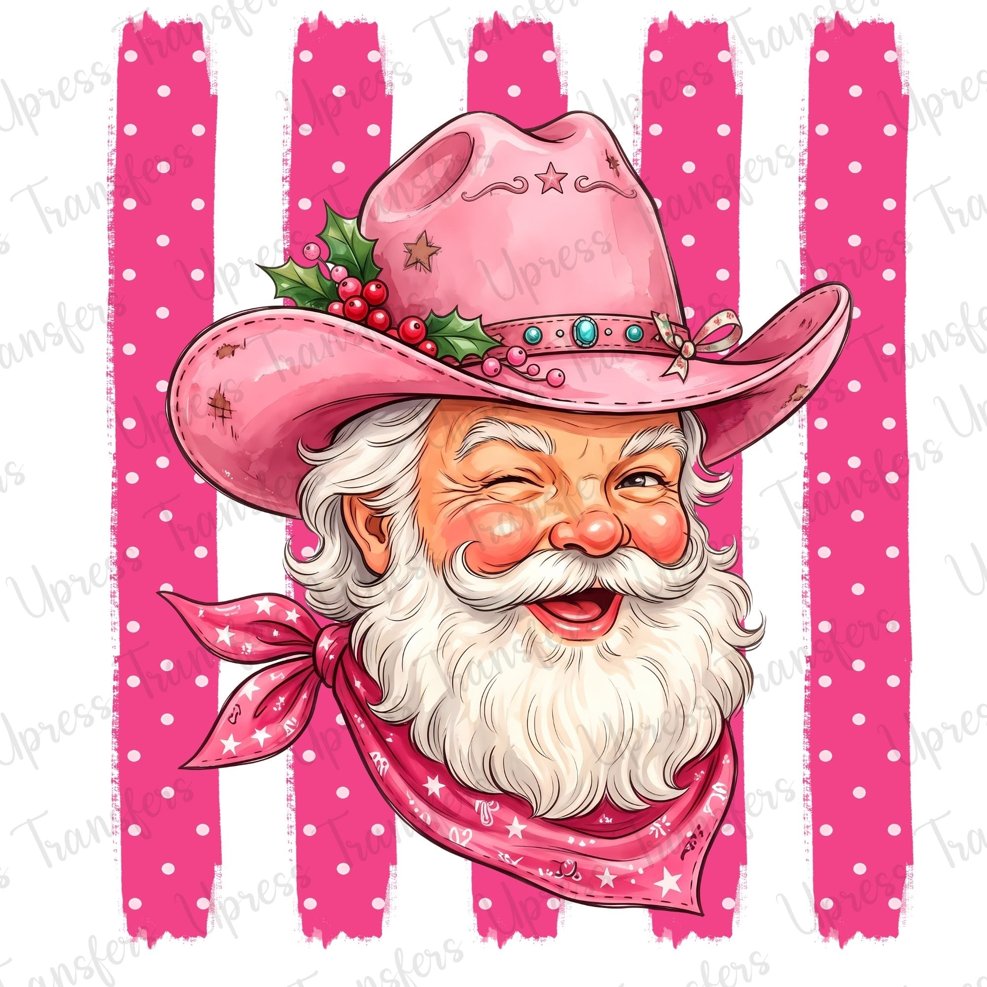 Retro Cheerful Pink Santa