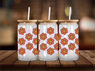 Retro Cutesy Flowers and Checkered 16 Oz Wrap
