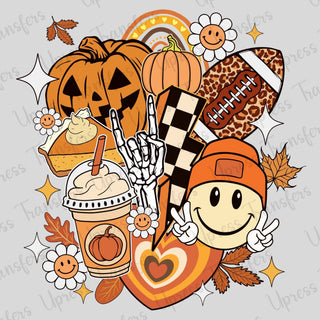 Retro Football Fall Pumpkins Collage