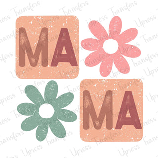 Retro Mama Flowers Checkered