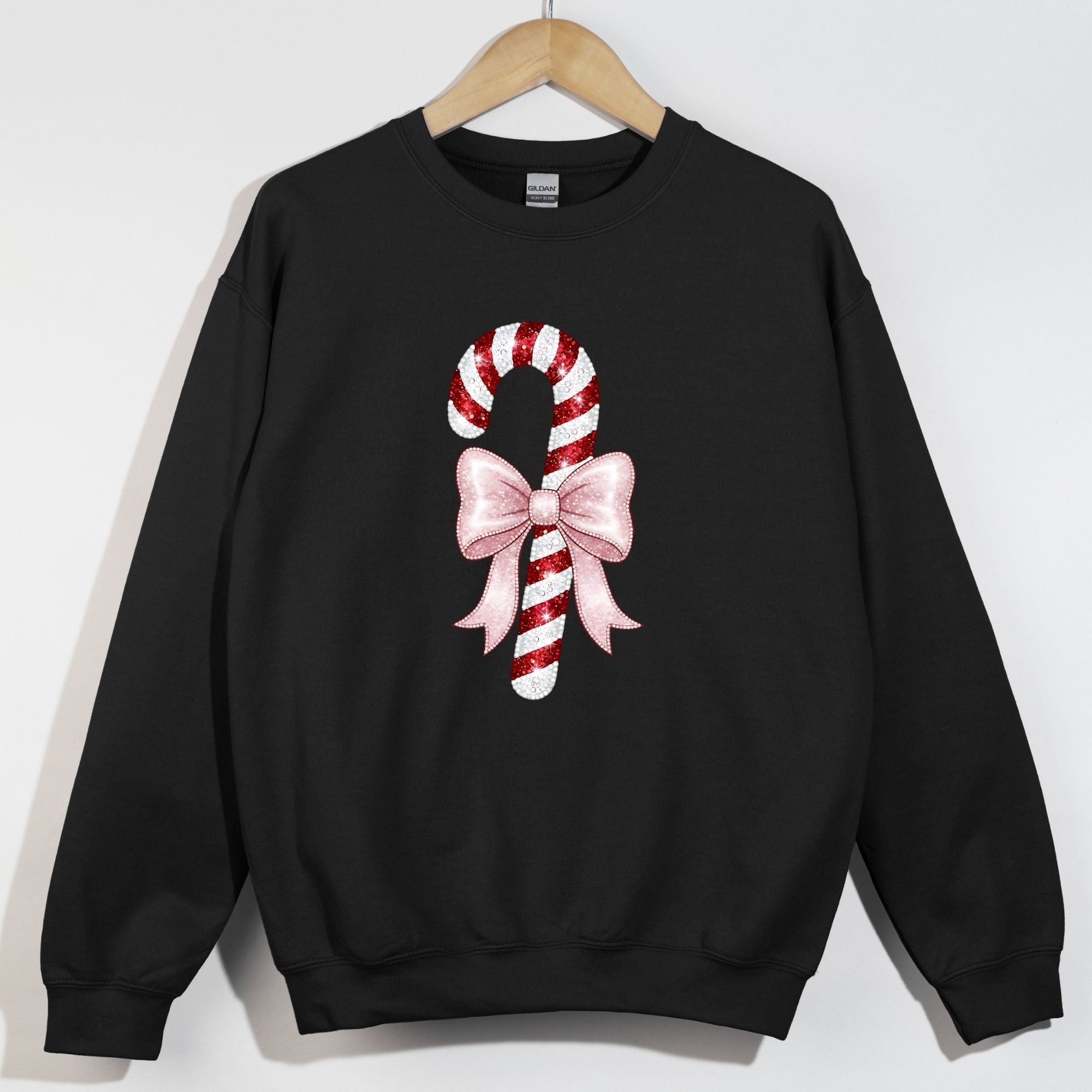 Rhinestone Pink Bow Candy Cane