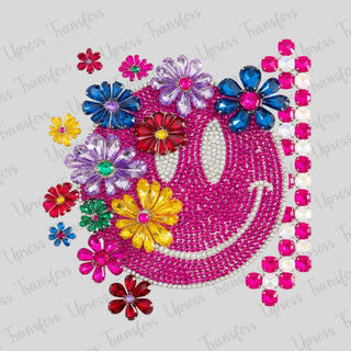 Rhinestone Smiley Flowers