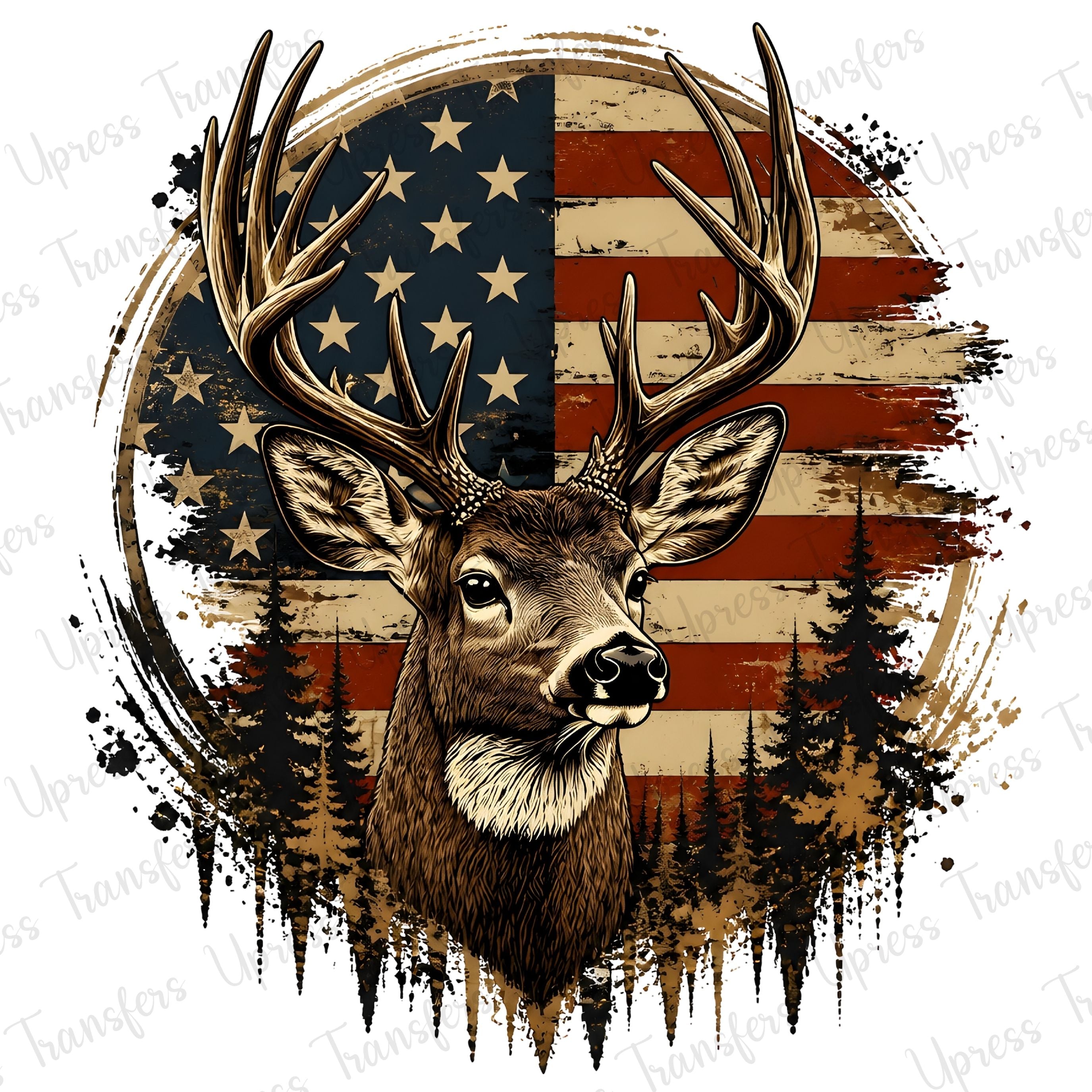 Rounded American Flag Deer