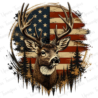 Rounded American Flag Deer