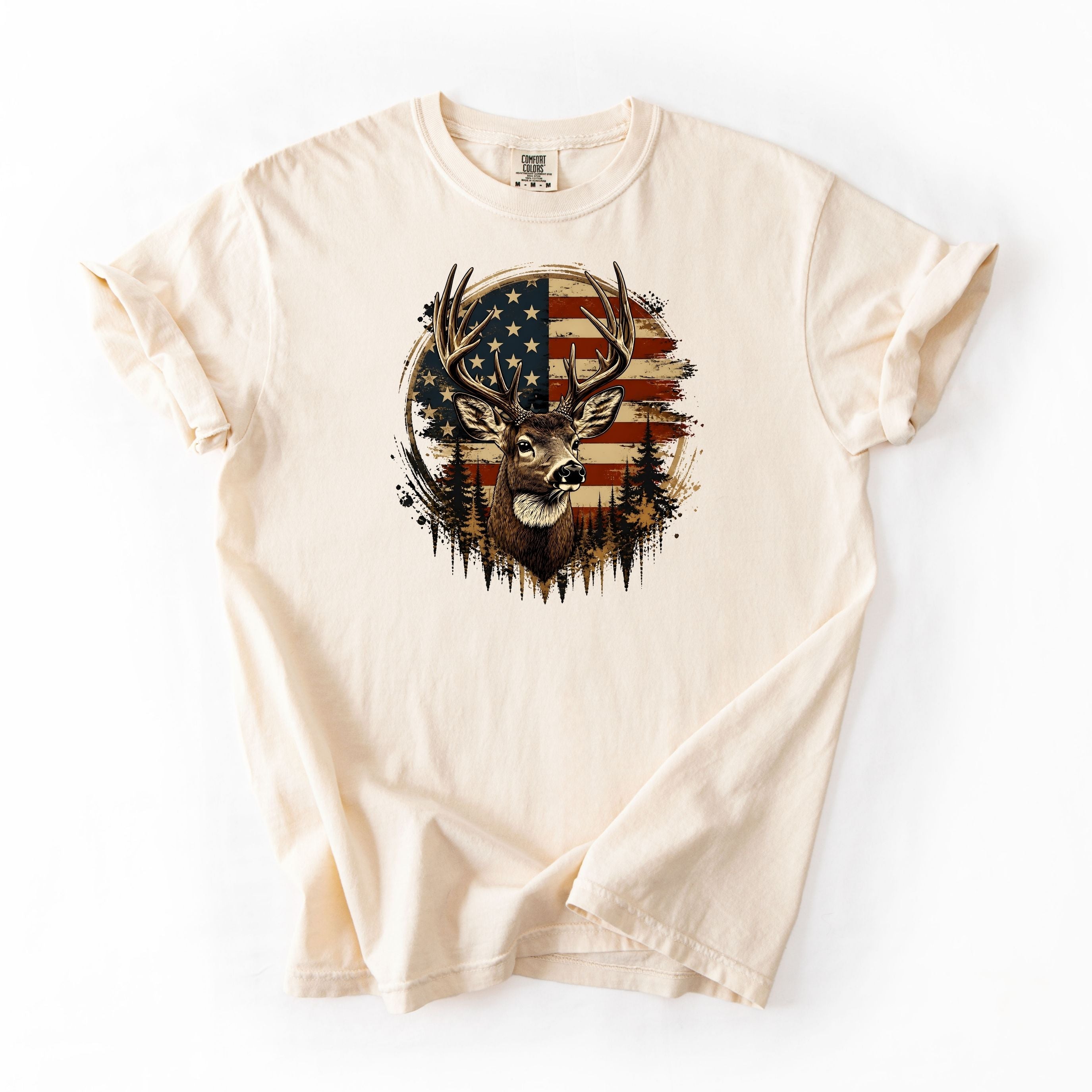 Rounded American Flag Deer