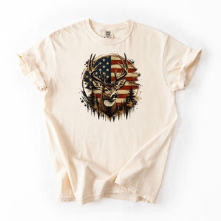 Rounded American Flag Deer