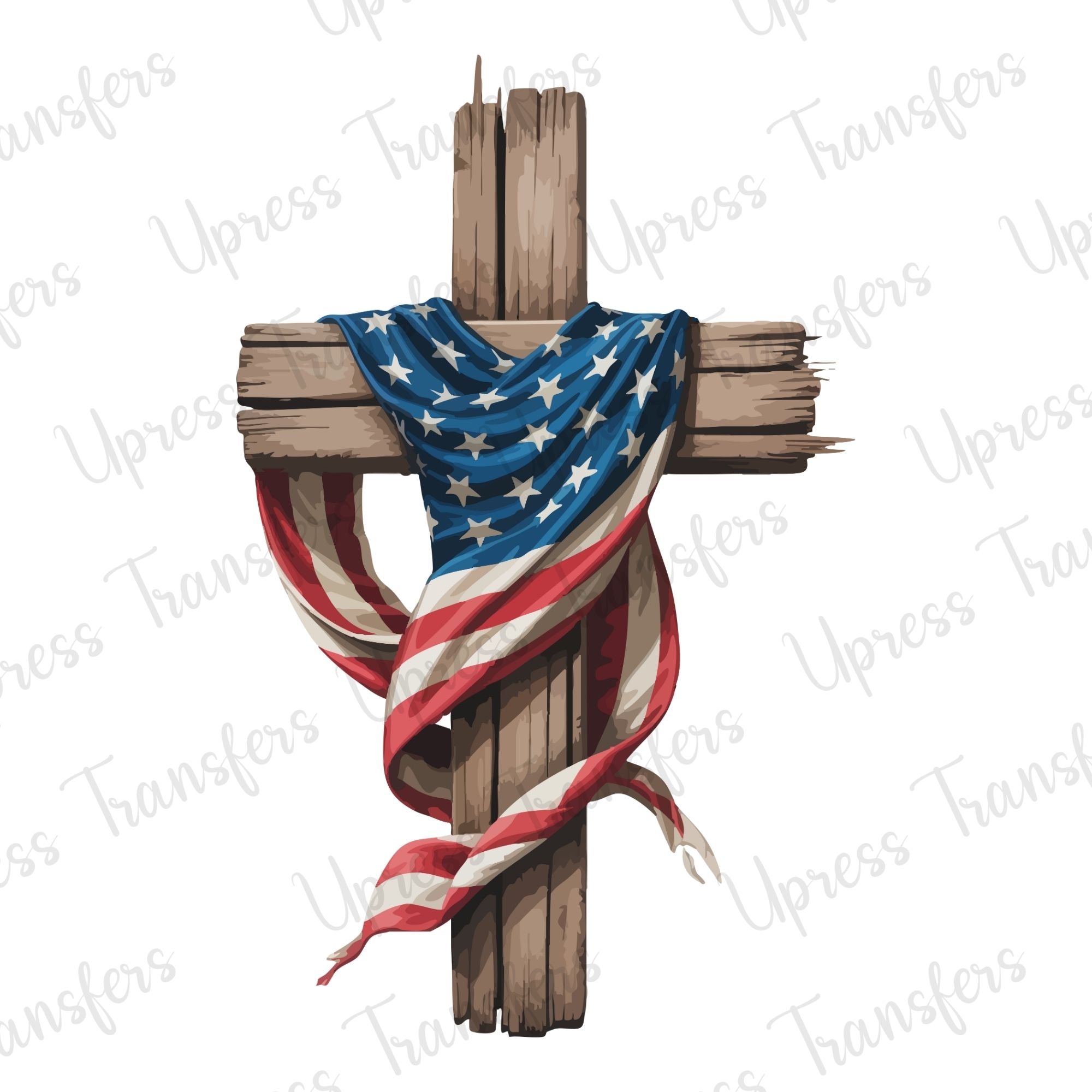 Rustic Cross Wrapped In Flag
